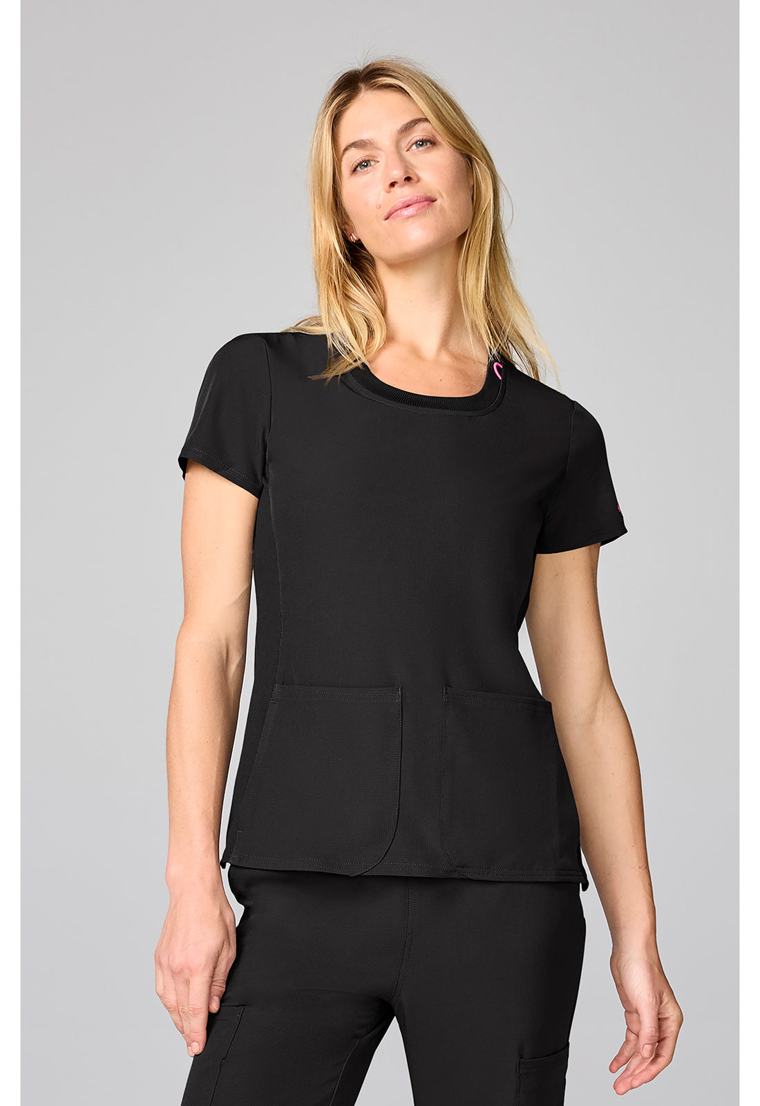 Med Couture Amp Women's MC00027 Four Pocket Round Neck Top