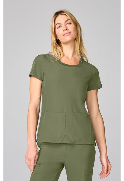 Med Couture Amp Women's MC00027 Four Pocket Round Neck Top