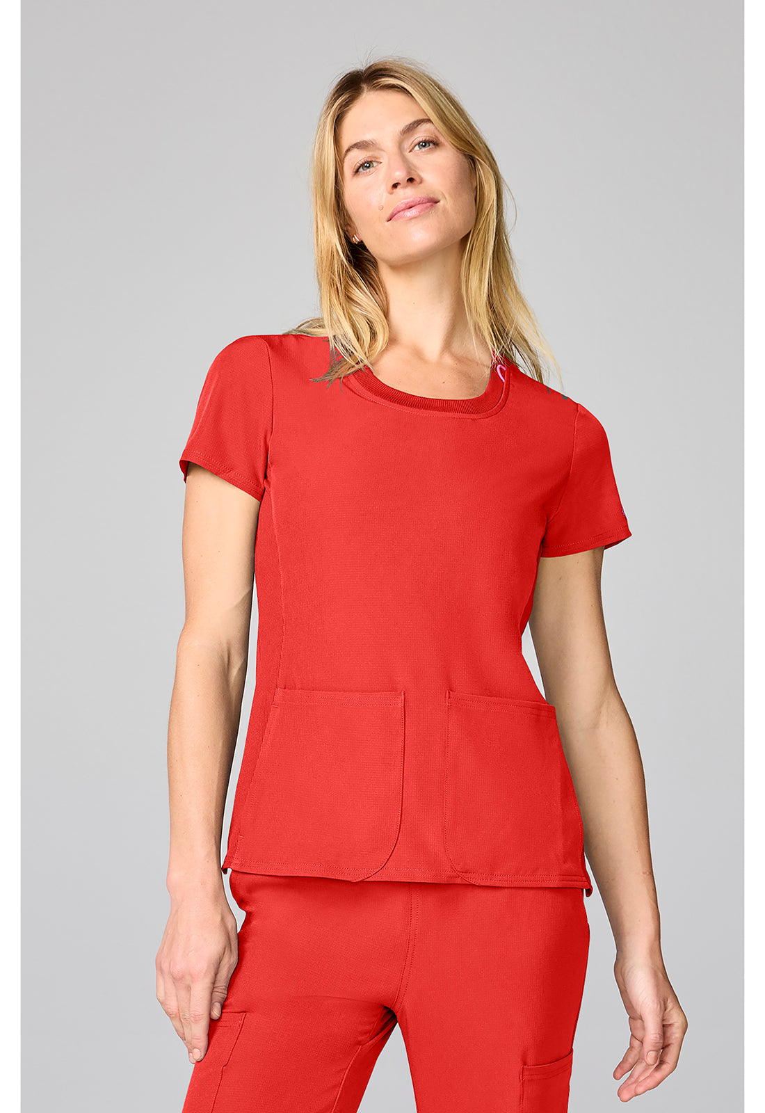 Med Couture Amp Women's MC00027 Four Pocket Round Neck Top