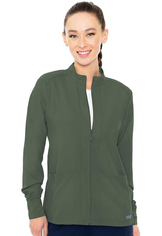 Med Couture Insight Women's MC2660 Zip Front Warm-Up With Shoulder Yokes