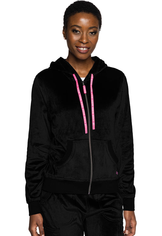 Med Couture Amp Women's MC317 Velour Zip Front Logo Hoodie