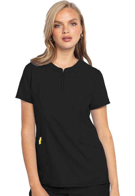 Med Couture Insight Women's MC609 Zip Front Henley Top — Clearance