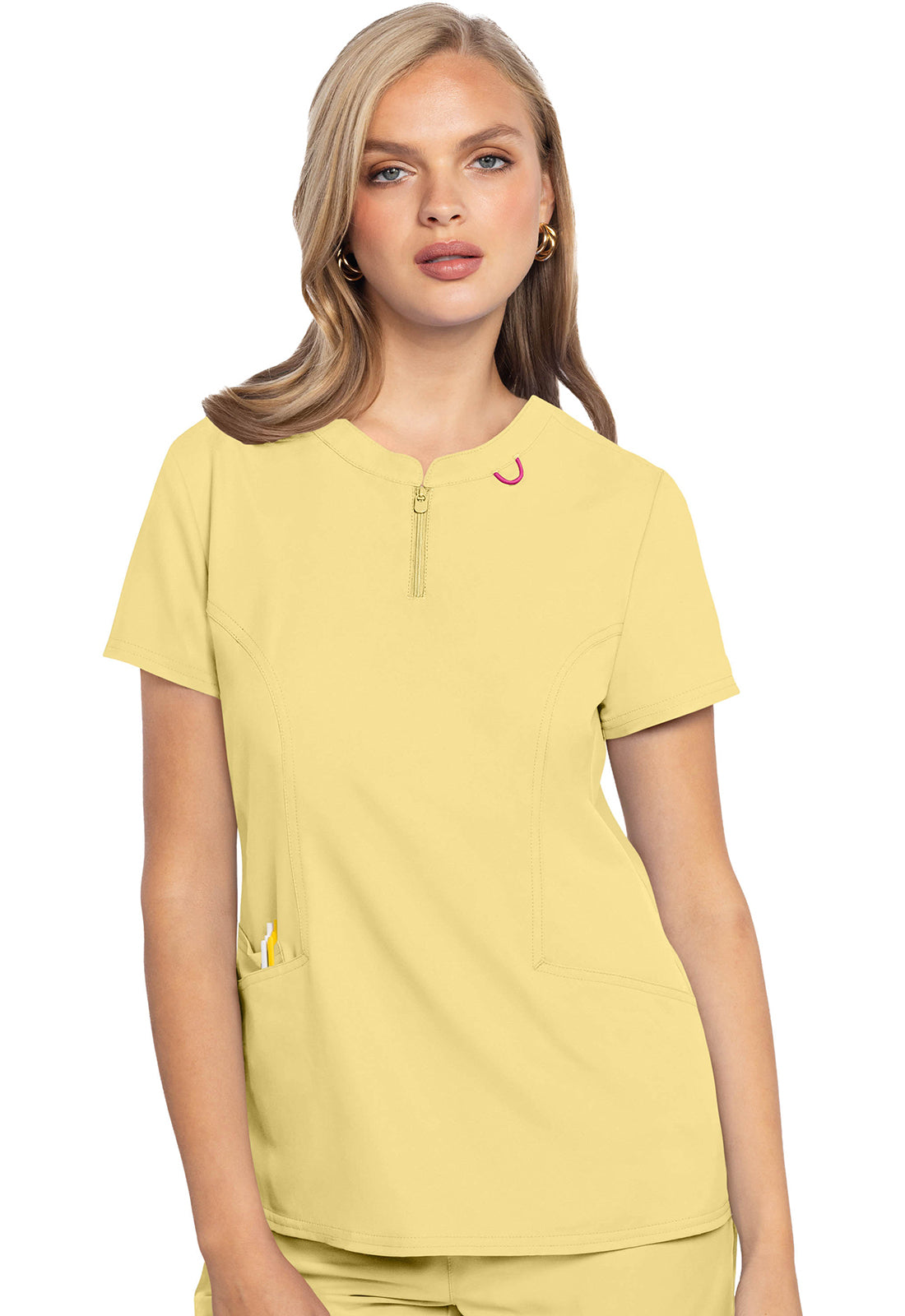 Med Couture Insight Women's MC609 Zip Front Henley Top