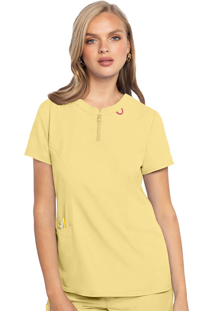 Med Couture Insight Women's MC609 Zip Front Henley Top — Clearance