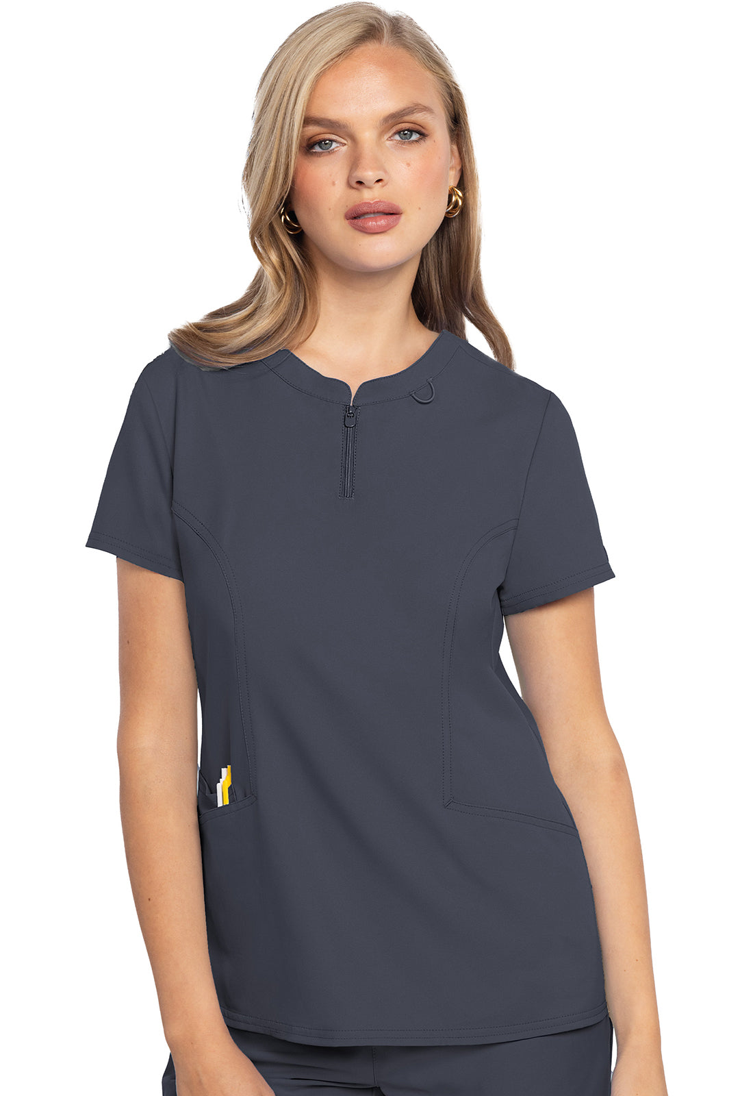 Med Couture Insight Women's MC609 Zip Front Henley Top