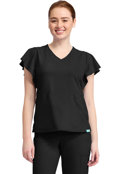 Med Couture Insight Women's MC611 Women's 2-Pocket Flutter Sleeve V-Neck
