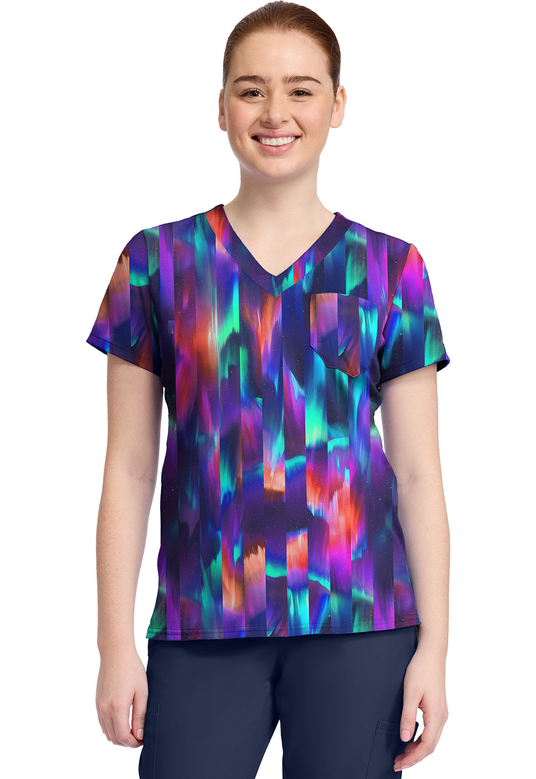 Med Couture Prints Women's MC632 Print V-Neck Top