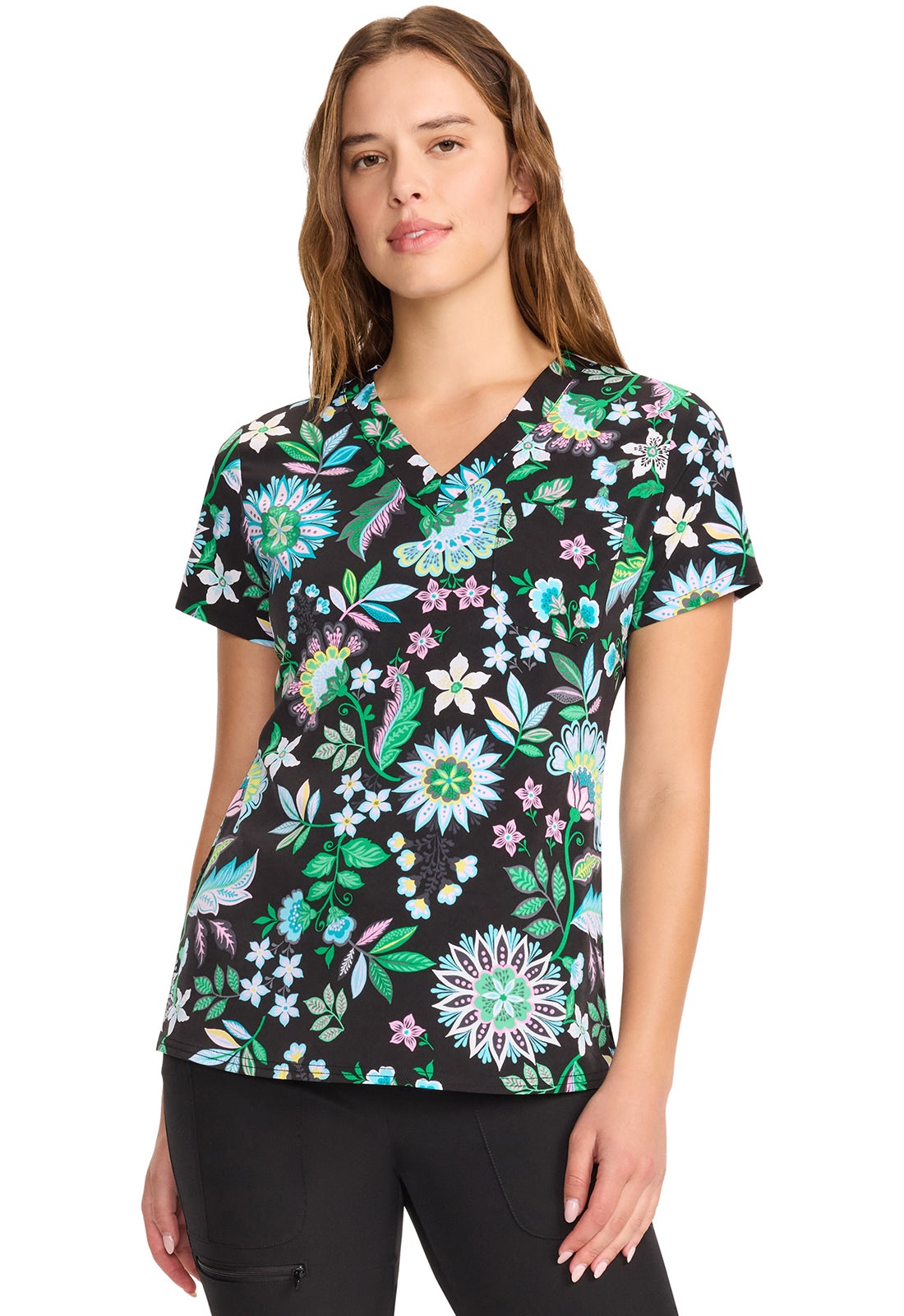 Med Couture Prints Women's MC632 Print V-Neck Top