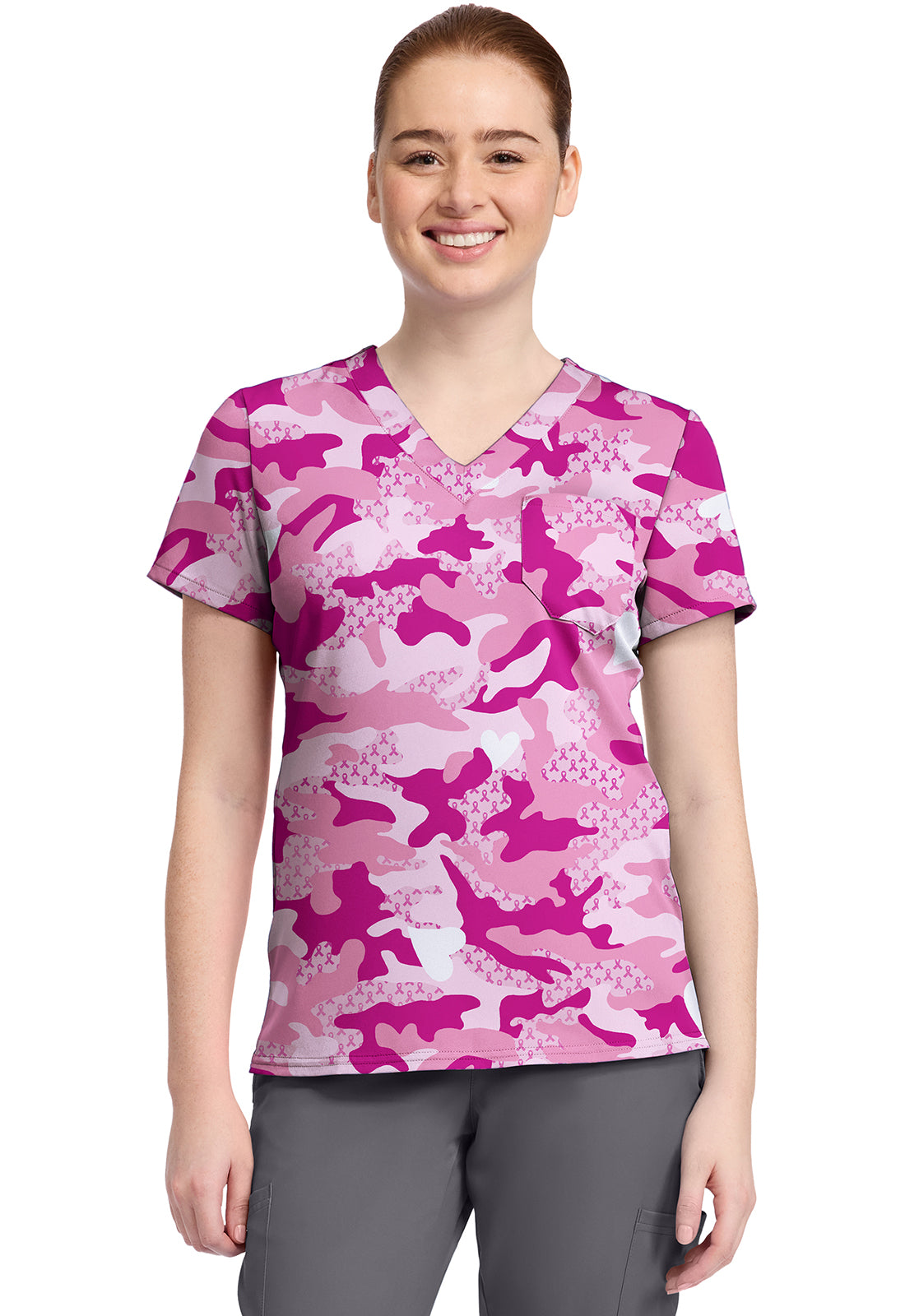 Med Couture Prints Women's MC632 Print V-Neck Top