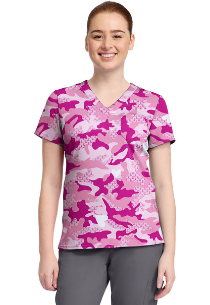 Med Couture Prints Women's MC632 Print V-Neck Top