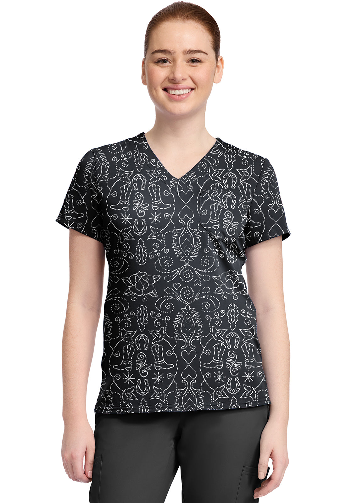 Med Couture Prints Women's MC632 Print V-Neck Top