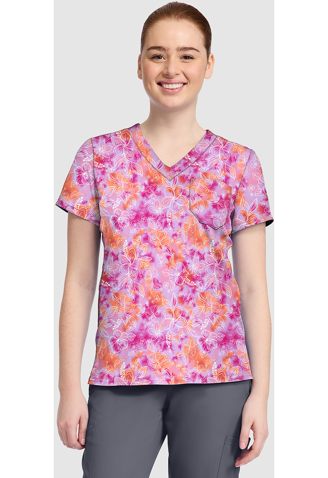 Med Couture Prints Women's MC632 Print V-Neck Top