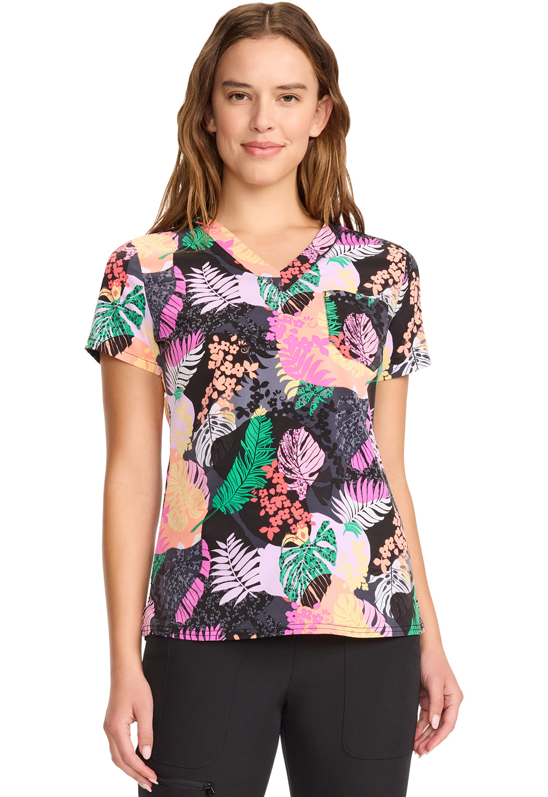 Med Couture Prints Women's MC632 Print V-Neck Top