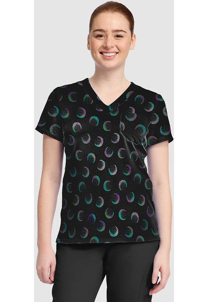 Med Couture Prints Women's MC632 Print V-Neck Top