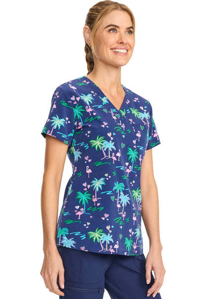 Med Couture Prints Women's MC632 Print V-Neck Top
