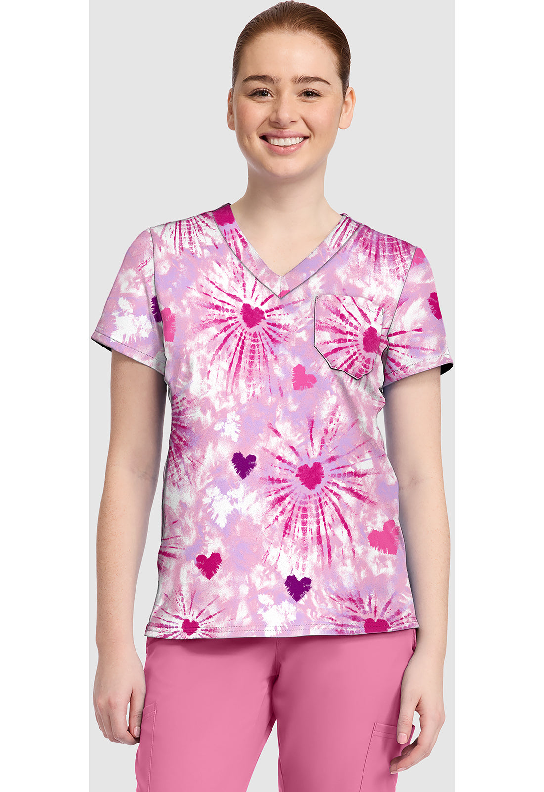 Med Couture Prints Women's MC632 Print V-Neck Top