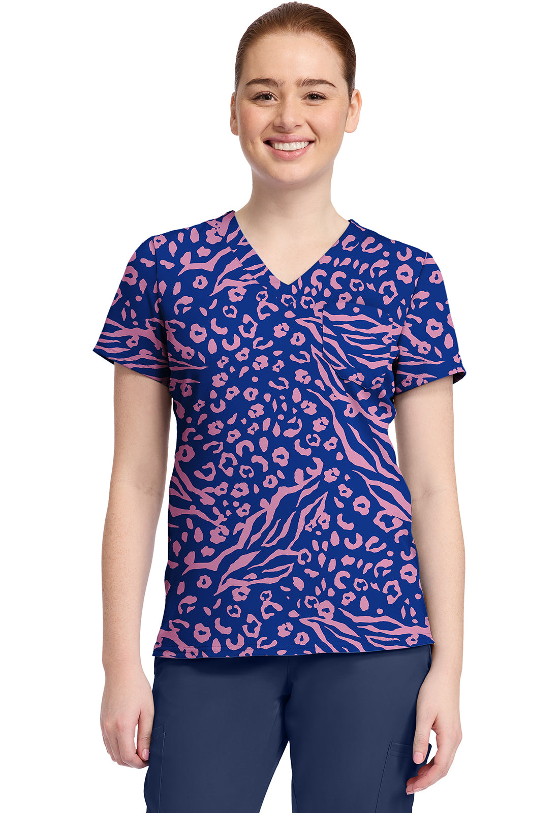 Med Couture Prints Women's MC632 Print V-Neck Top