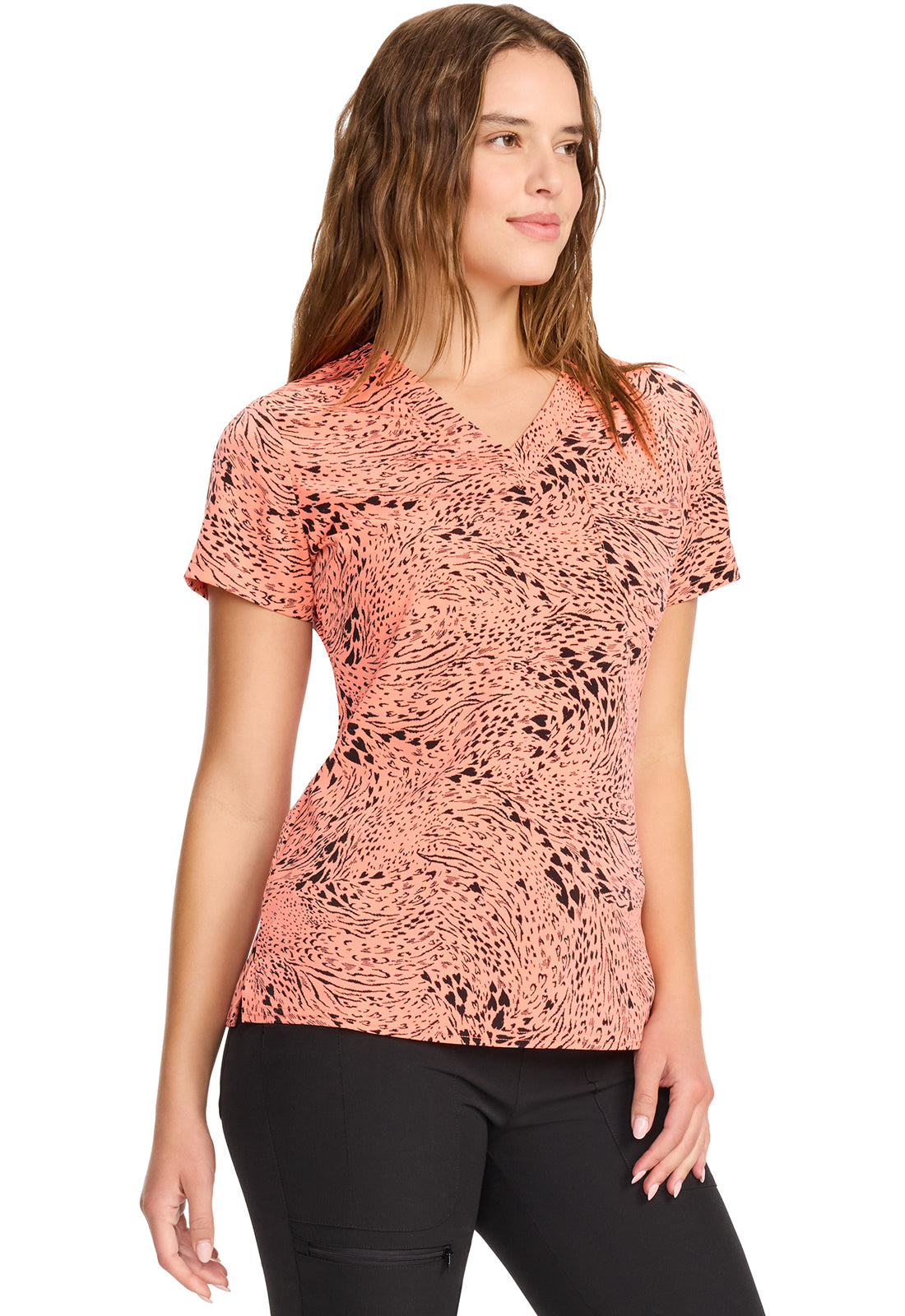 Med Couture Prints Women's MC632 Print V-Neck Top