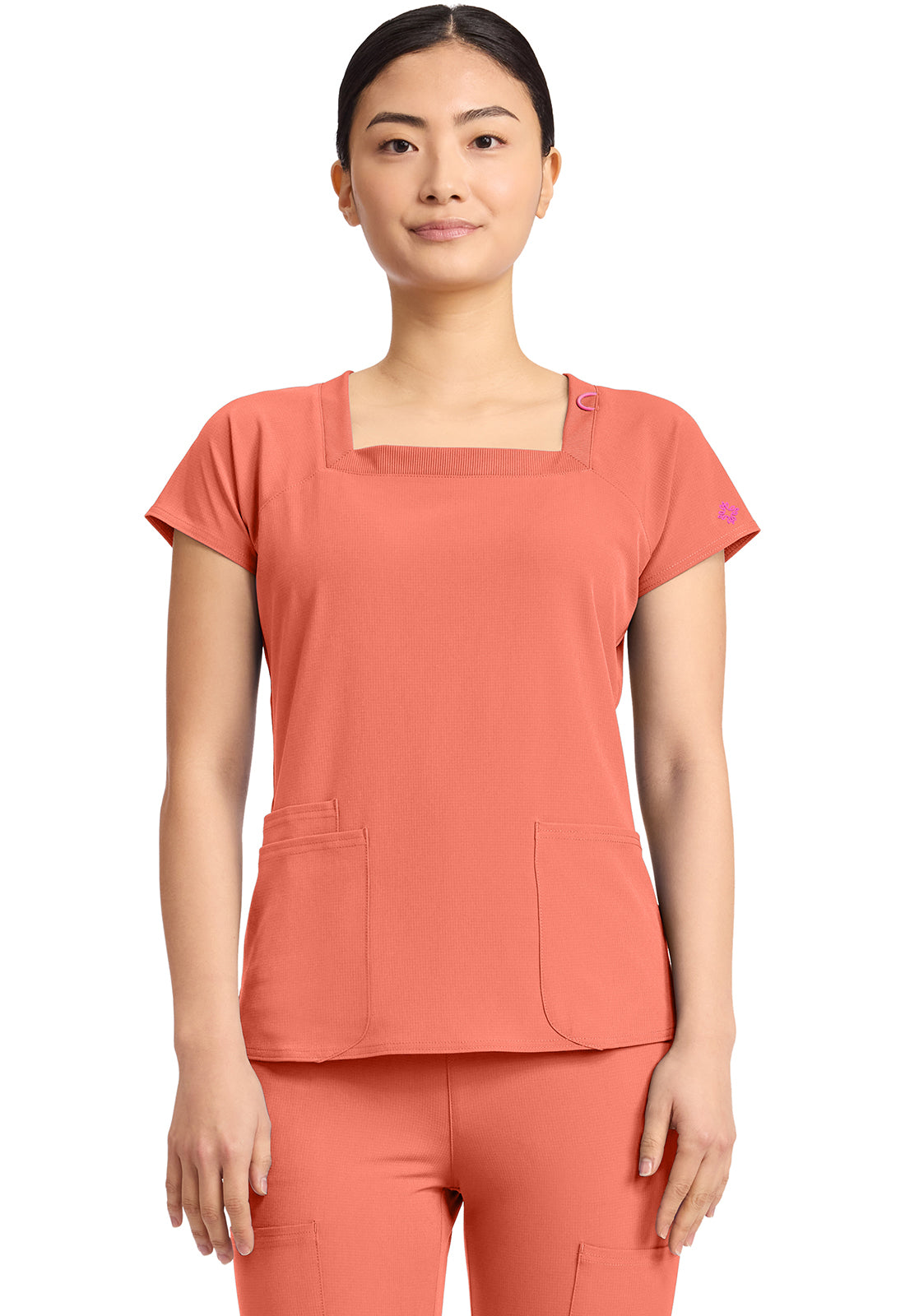 Med Couture Amp Women's MC704 Women's 3-Pocket Square Neck Top