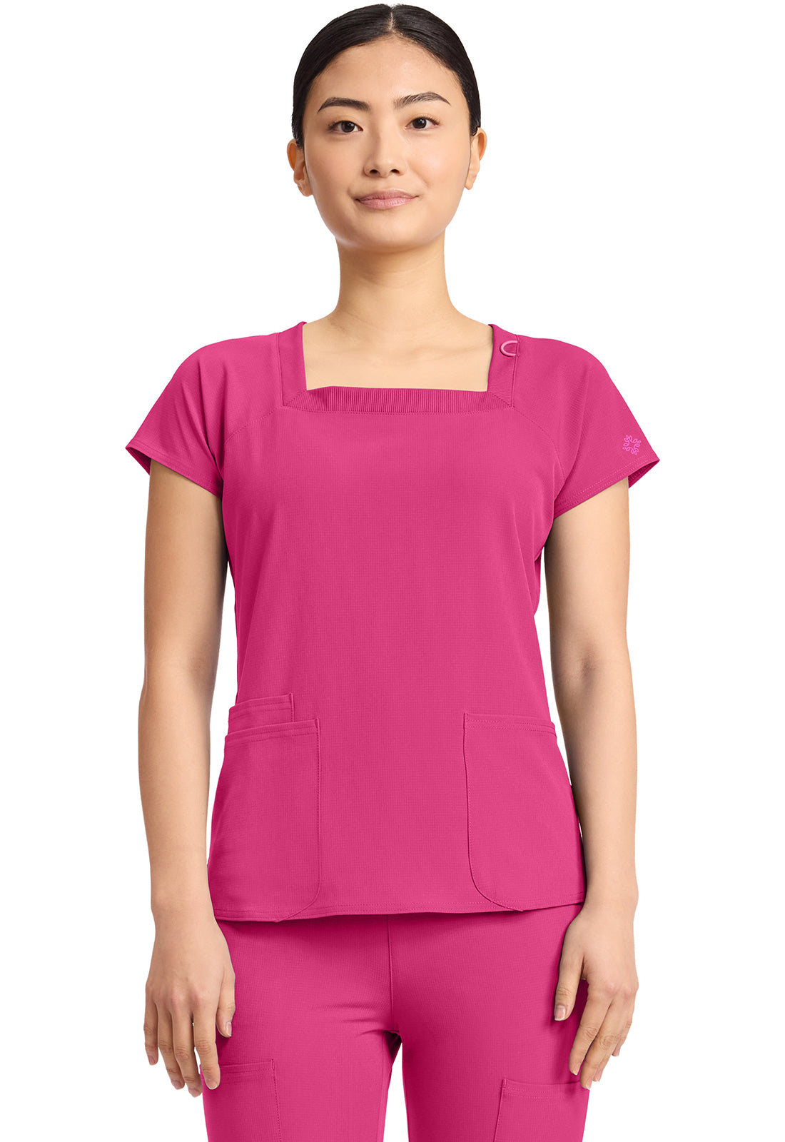 Med Couture Amp Women's MC704 Women's 3-Pocket Square Neck Top