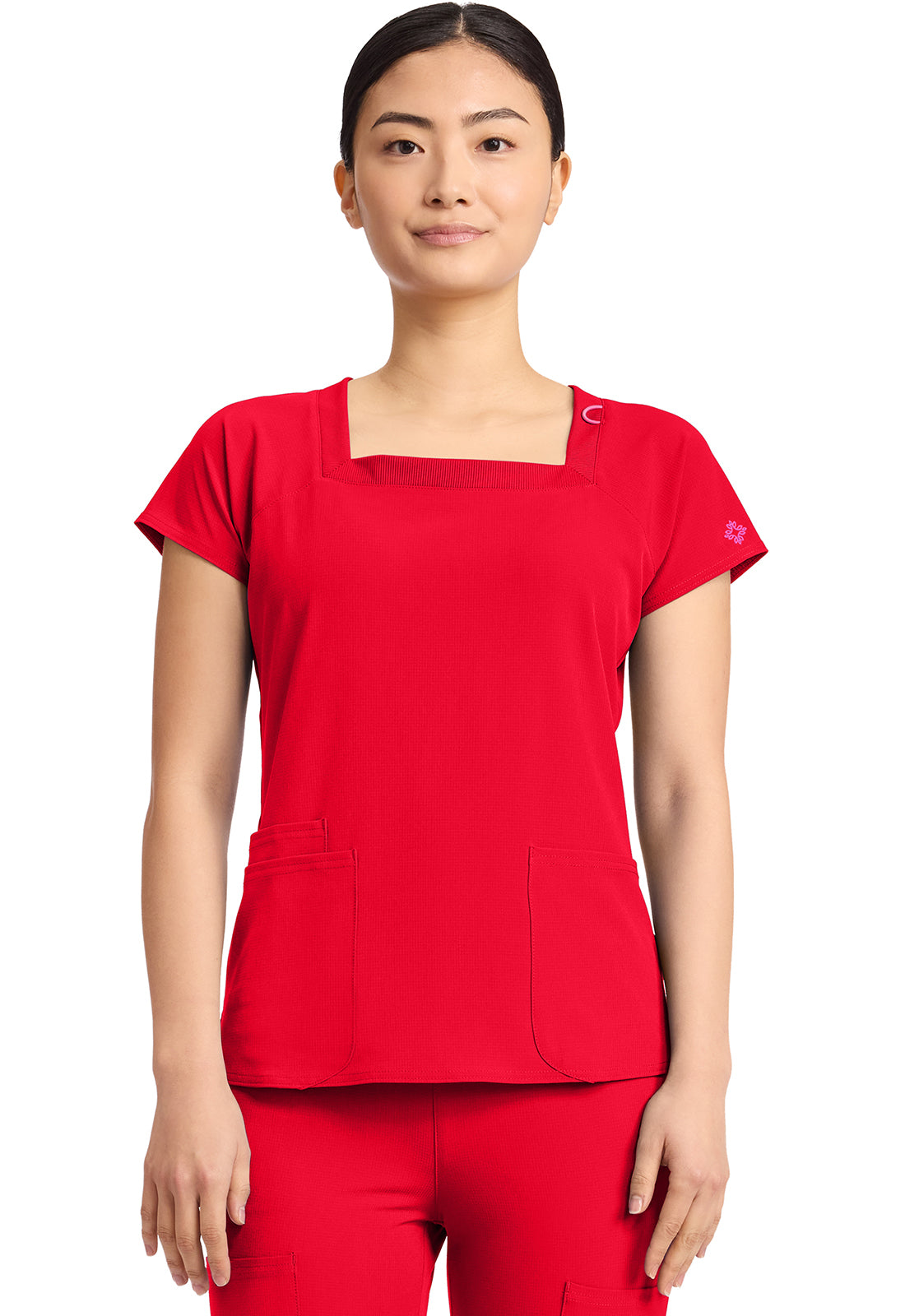 Med Couture Amp Women's MC704 Women's 3-Pocket Square Neck Top