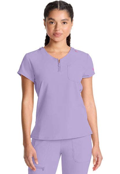 Med Couture Amp Women's MC705 Quarter Zip V-Neck Tuckable Top