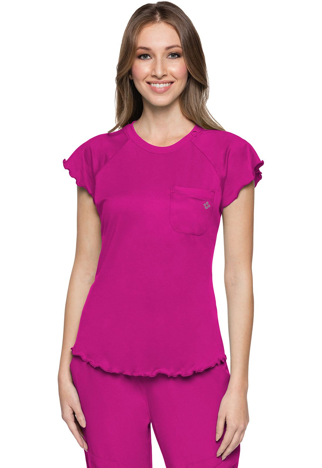 Med Couture Layers Women's MC706 Knit Lettuce-Edged Top