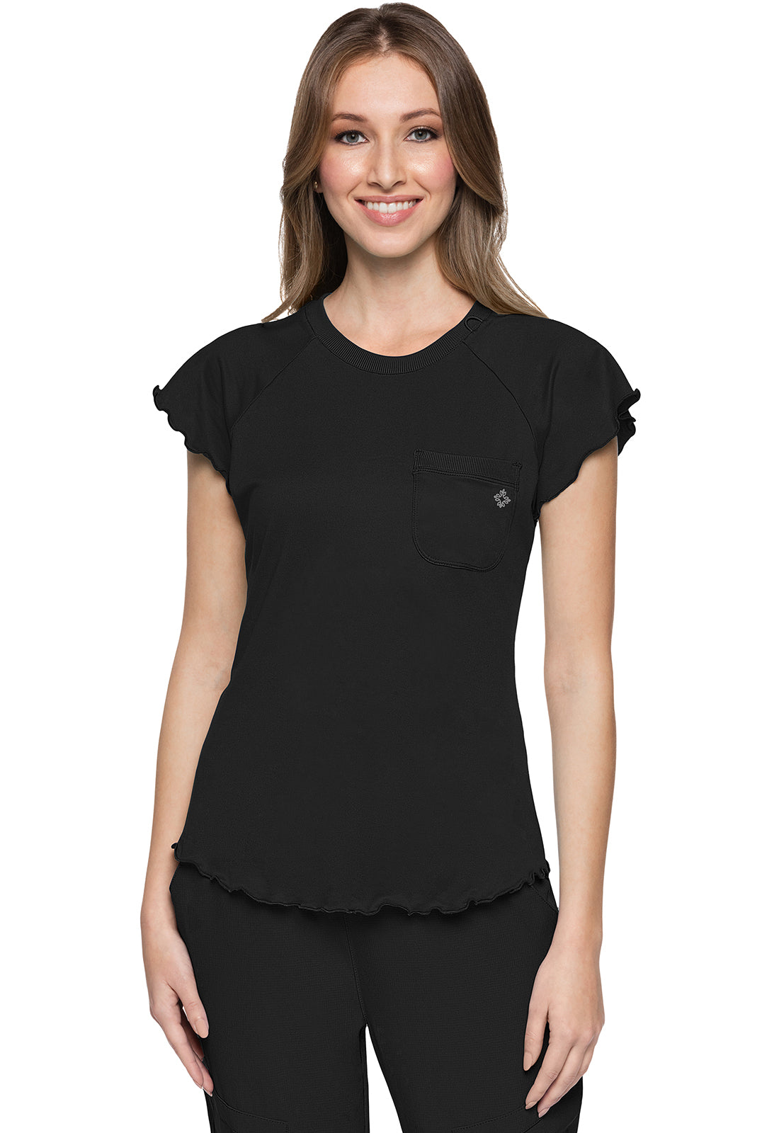 Med Couture Layers Women's MC706 Knit Lettuce-Edged Top