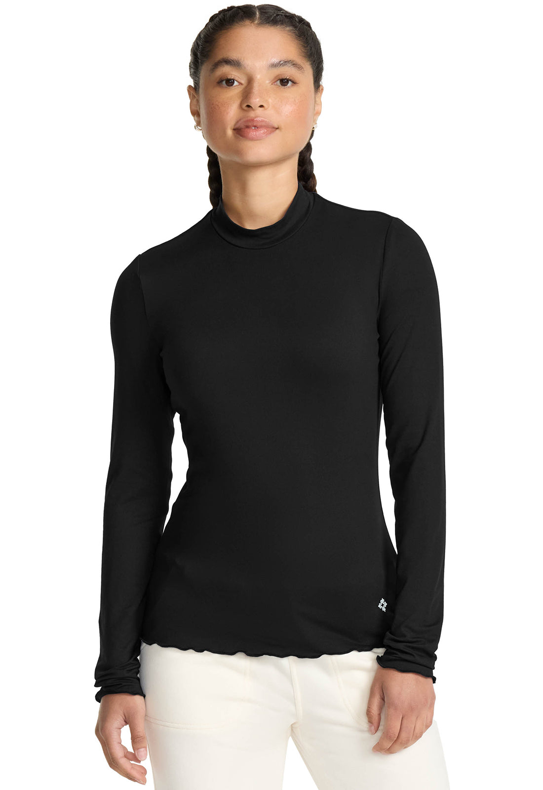 Med Couture Layers Women's MC708 Lettuce Edge Mock Neck Underscrub