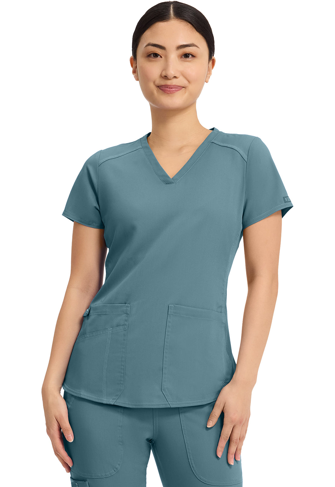 Med Couture Touch Women's MC7459 V-Neck Shirttail Top