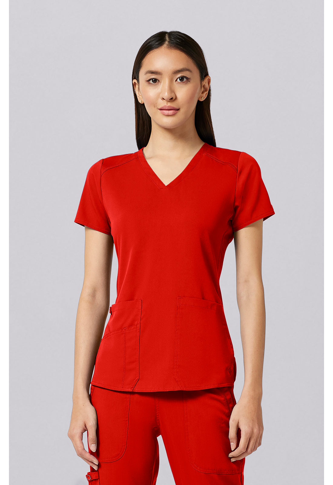 Med Couture Touch Women's MC7459 V-Neck Shirt Tail Top