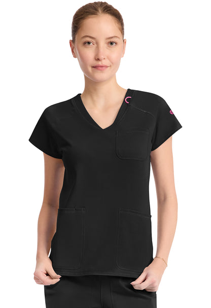 Med Couture Amp Knit Women's MC752 Raglan V-Neck Top