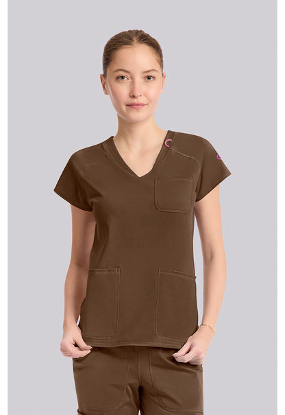 Med Couture Amp Knit Women's MC752 Raglan V-Neck Top