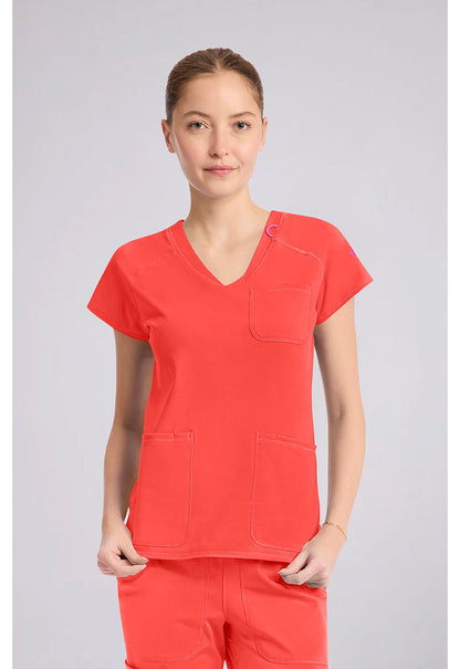 Med Couture Amp Knit Women's MC752 Raglan V-Neck Top