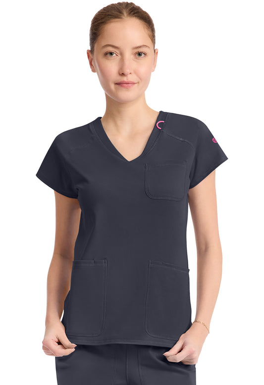 Med Couture Amp Knit Women's MC752 Raglan V-Neck Top