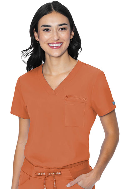 Med Couture Peaches Women's MC8482 V-Neck Chest Pocket Top