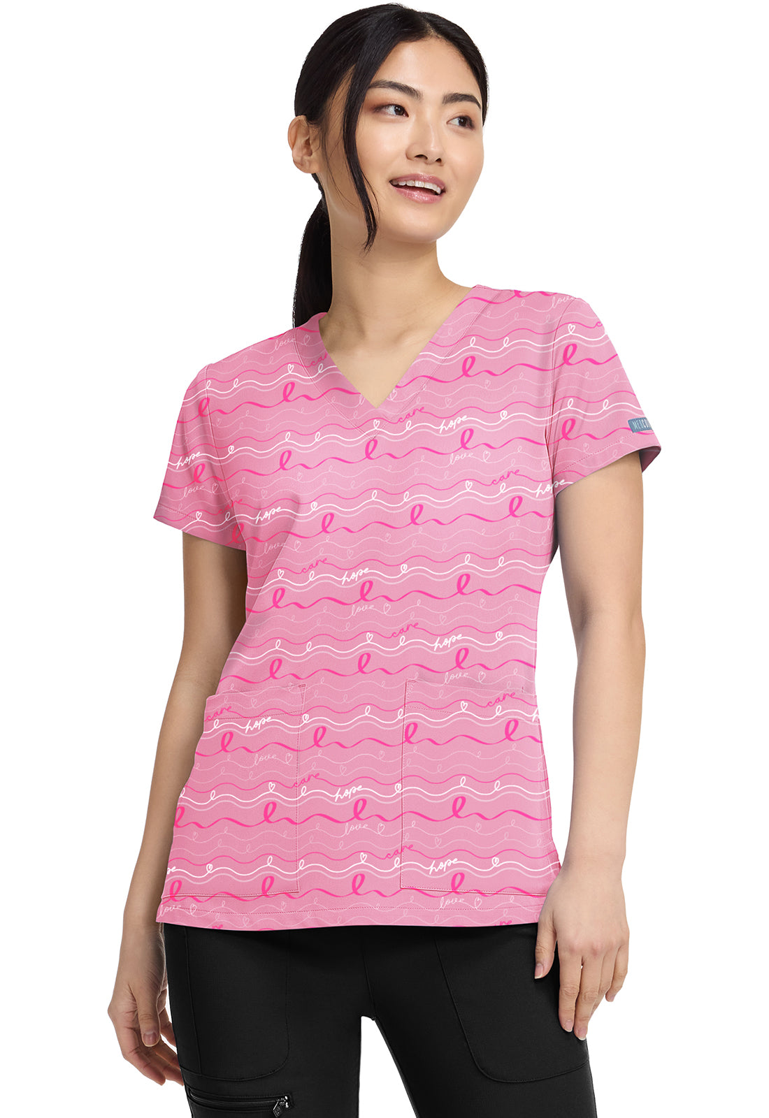 Med Couture Prints Women's MC8564 V-Neck Print Top