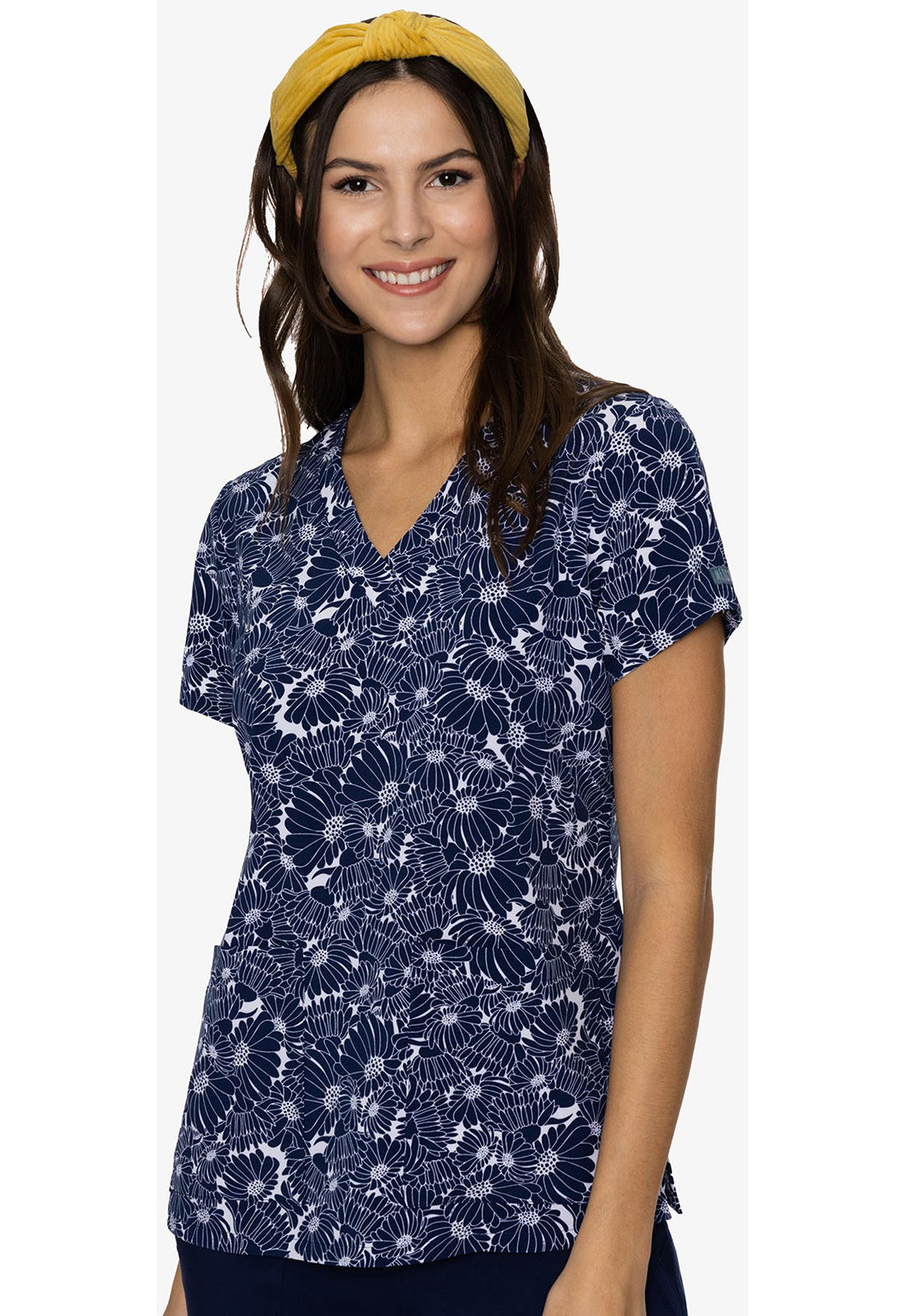 Med Couture Prints Women's MC8564 V-Neck Print Top