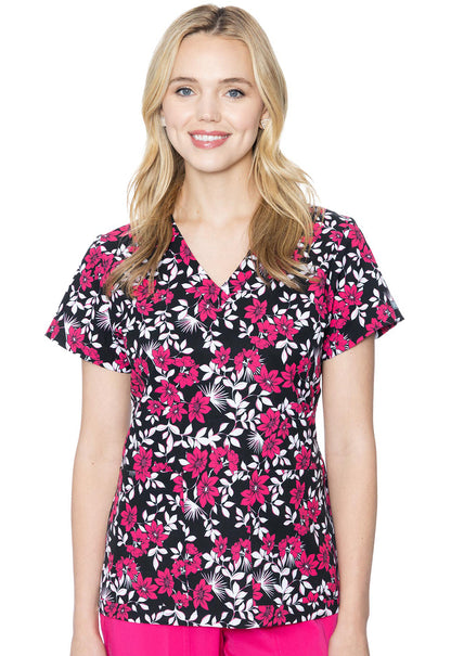 Med Couture Prints Women's MC8564 V-Neck Print Top