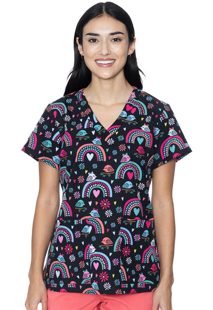 Med Couture Prints Women's MC8564 V-Neck Print Top