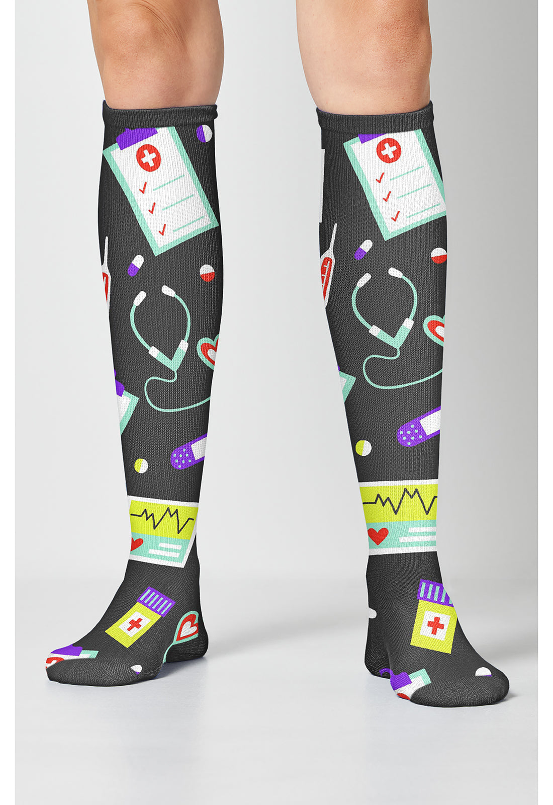 Cherokee Legwear Women's PRINTSUPPOR Women's 10-15mmHg Compression Socks