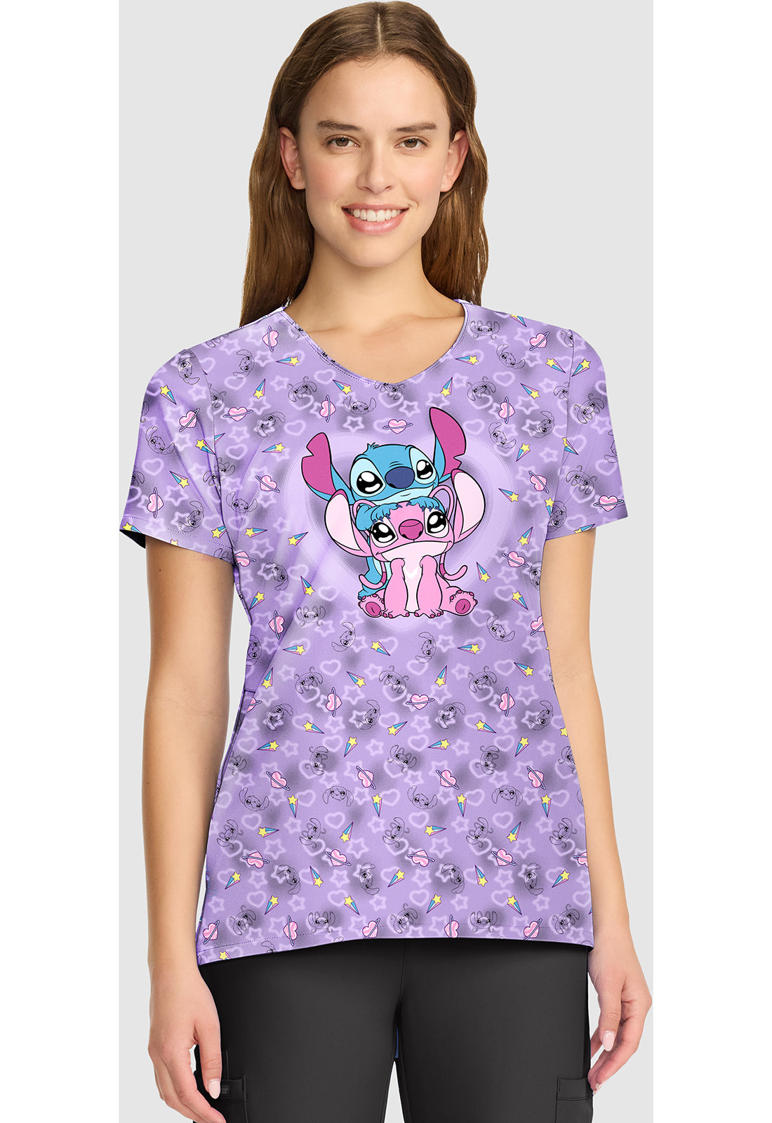 Tooniforms Women's TF626 V-Neck Print Top