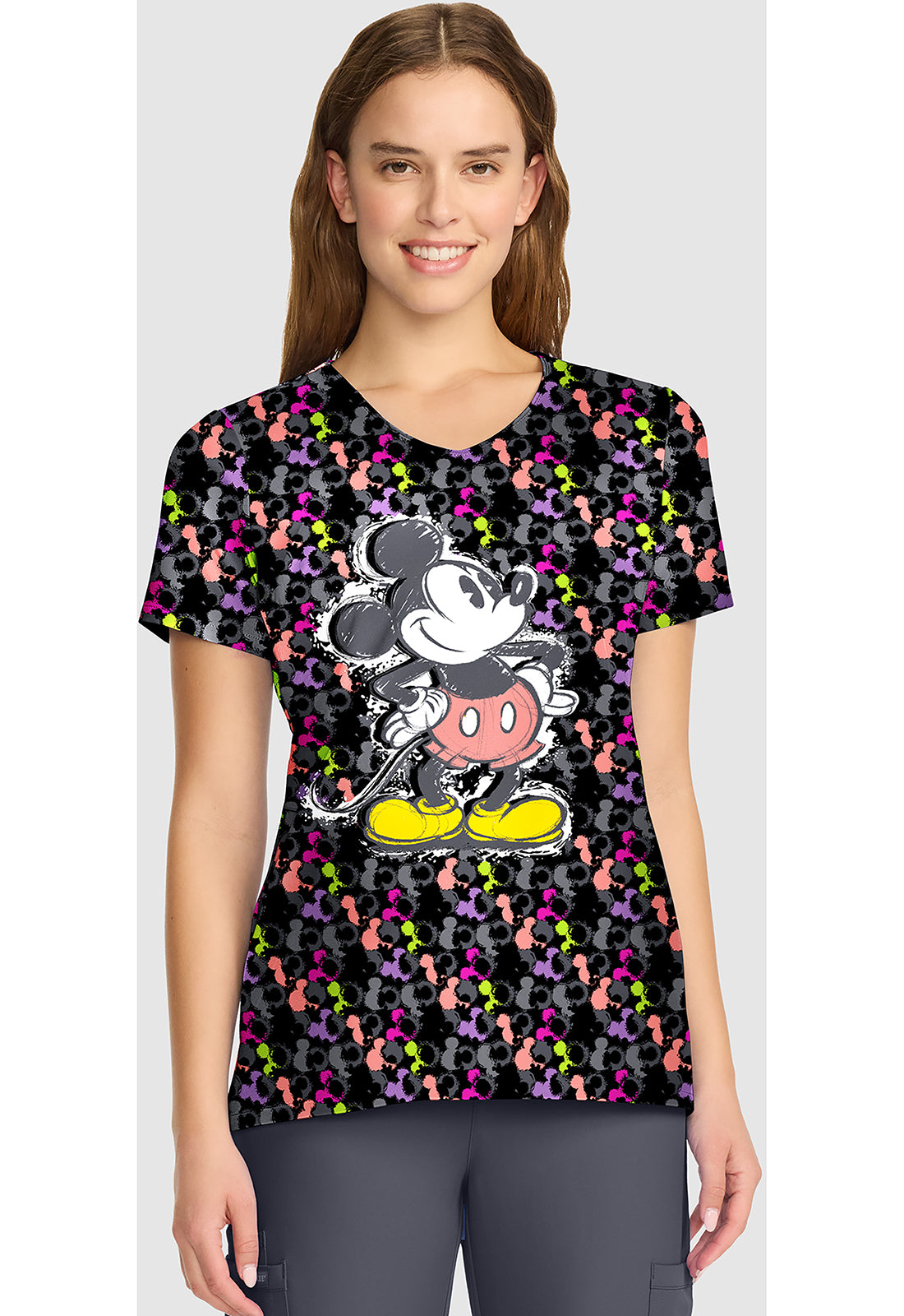 Tooniforms Women's TF626 V-Neck Print Top