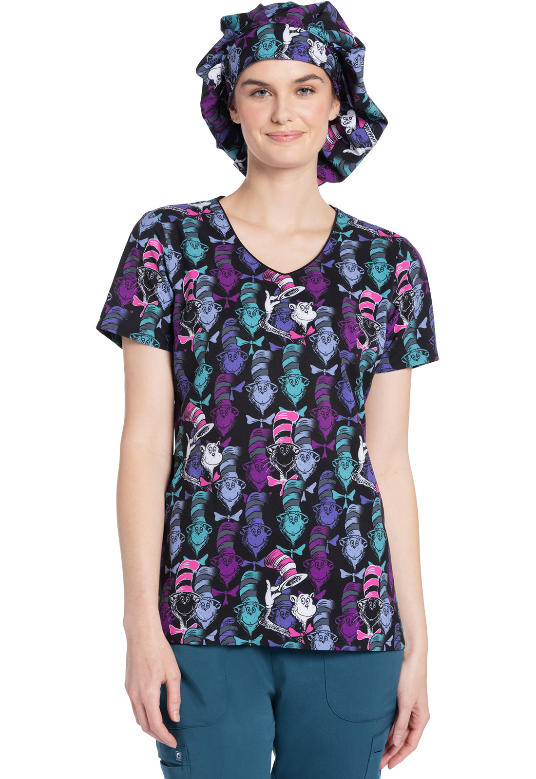 Cherokee Licensed Women's TF626 V-Neck Print Top