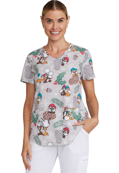 Cherokee Licensed Women's TF737 V-Neck Print Top