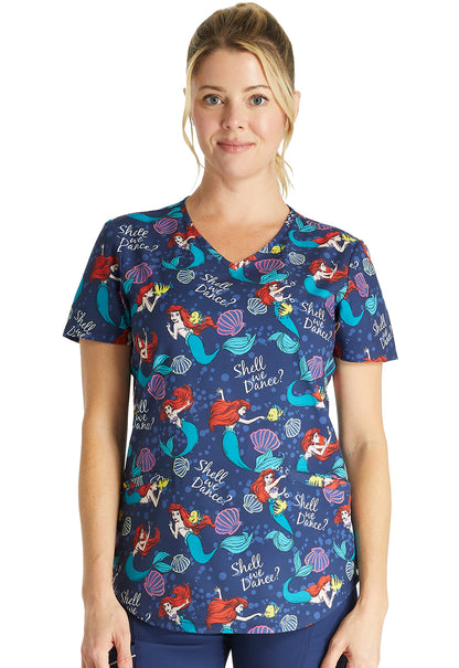 TF TOONIFORMS  Women's TF737 V-Neck Print Top