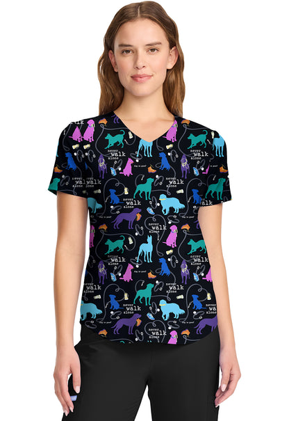 Cherokee Licensed Women's TF737 V-Neck Print Top
