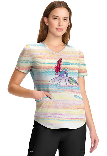 Cherokee Licensed Women's TF737 V-Neck Print Top