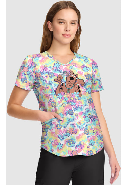 Tooniforms Women's TF737 V-Neck Print Top