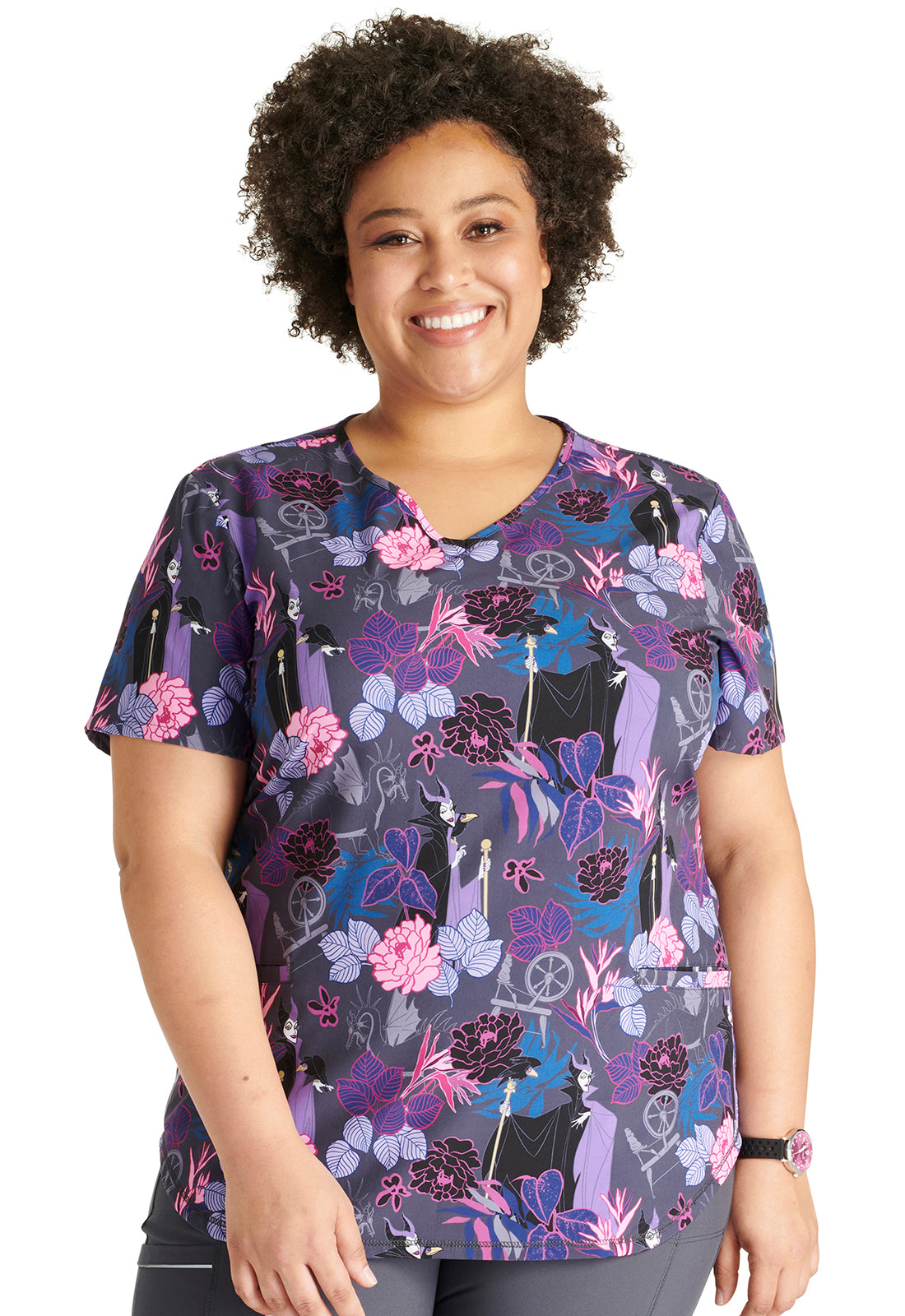 Tooniforms Women's TF737 V-Neck Print Top